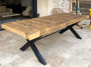 table bois recyclé métal